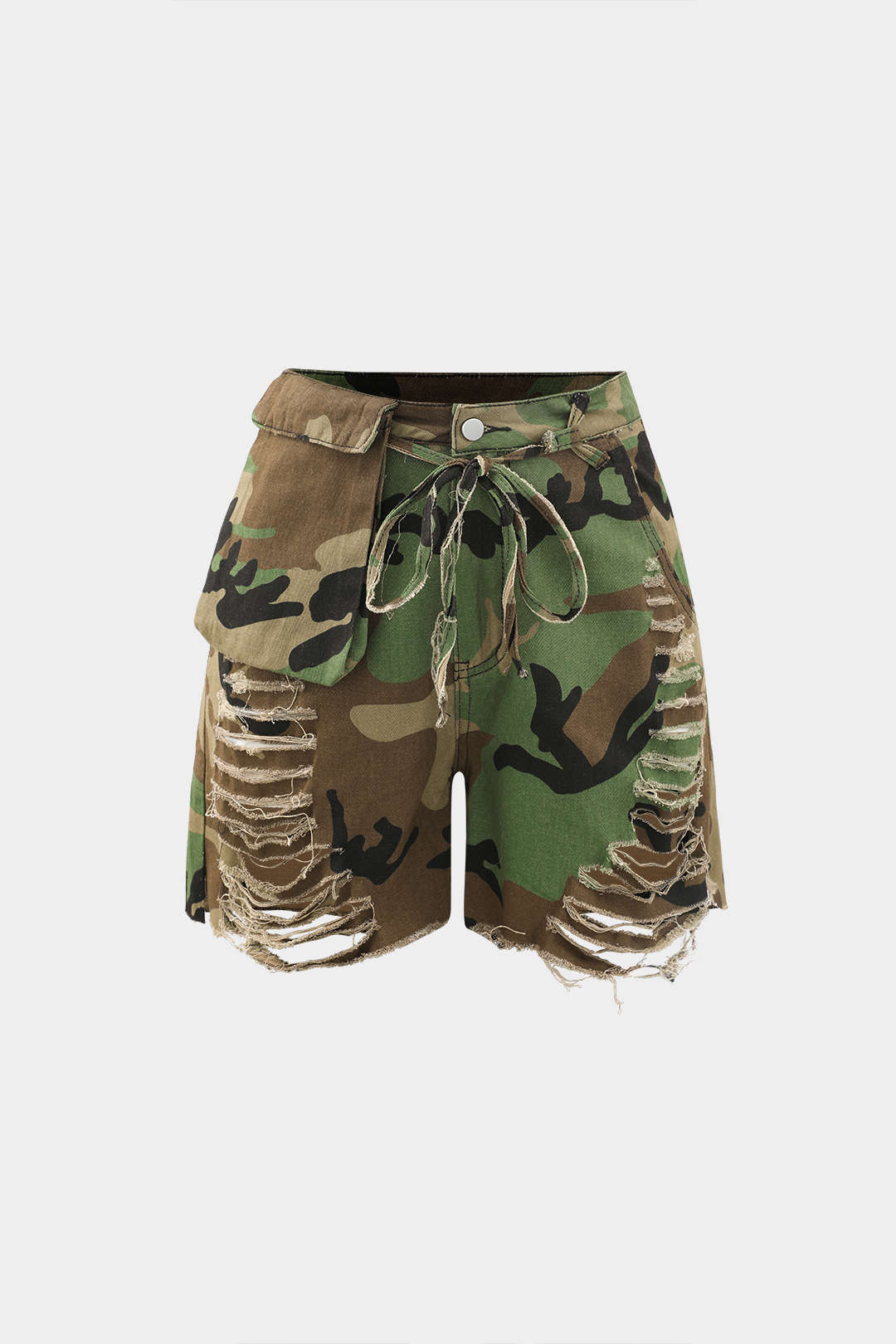 Camo Destroyed Cargo Shorts