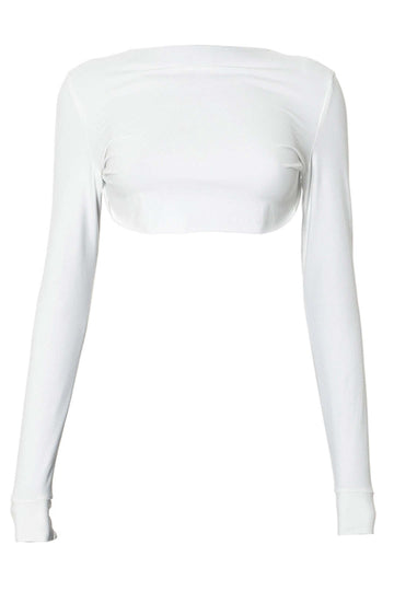 Solid Backless Long-Sleeve Crop Knit Top