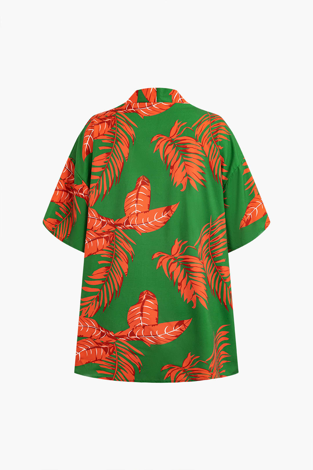 Leaf Print Shirt And Shorts Set