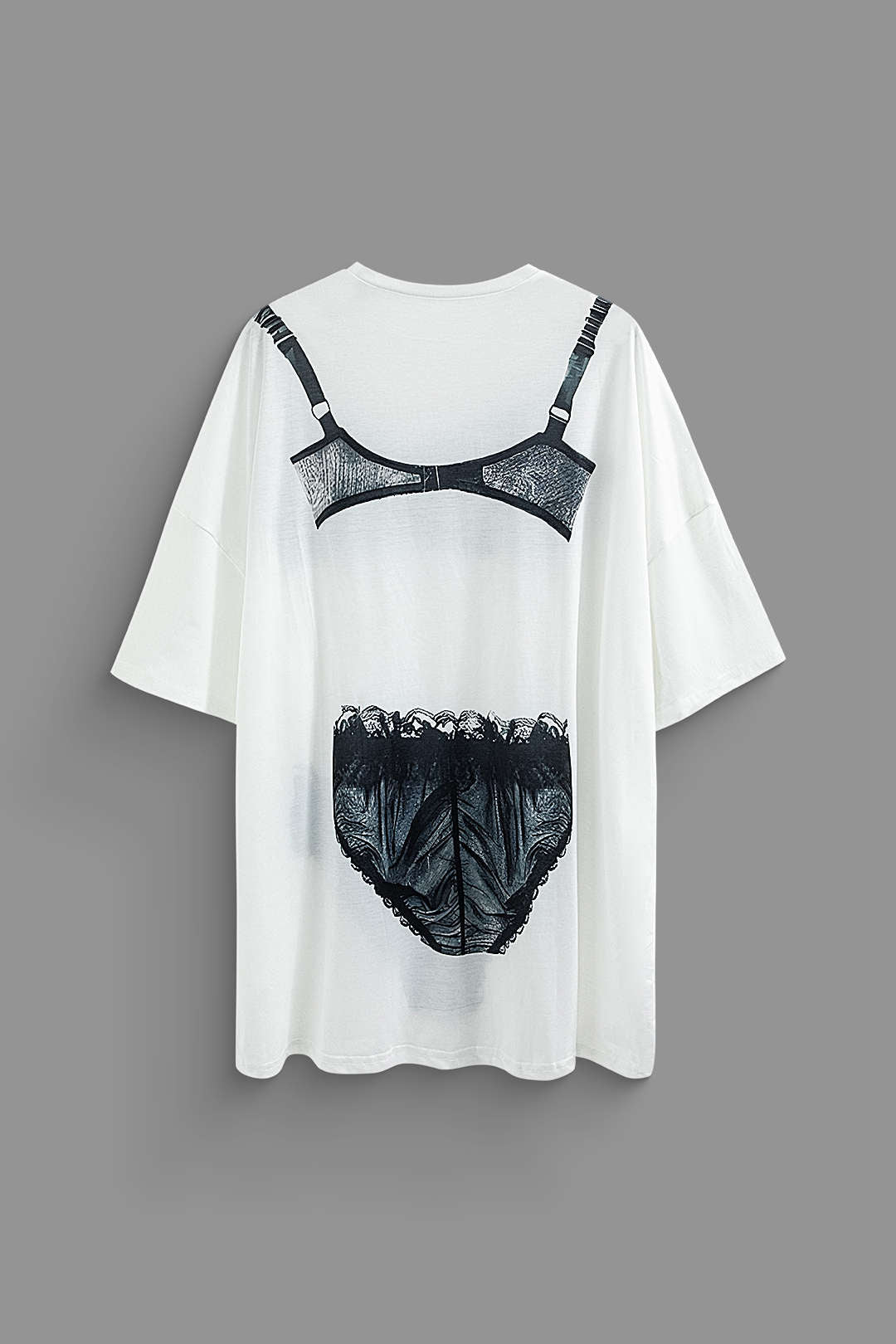 Lace Lingerie Print Midi T-shirt Dress