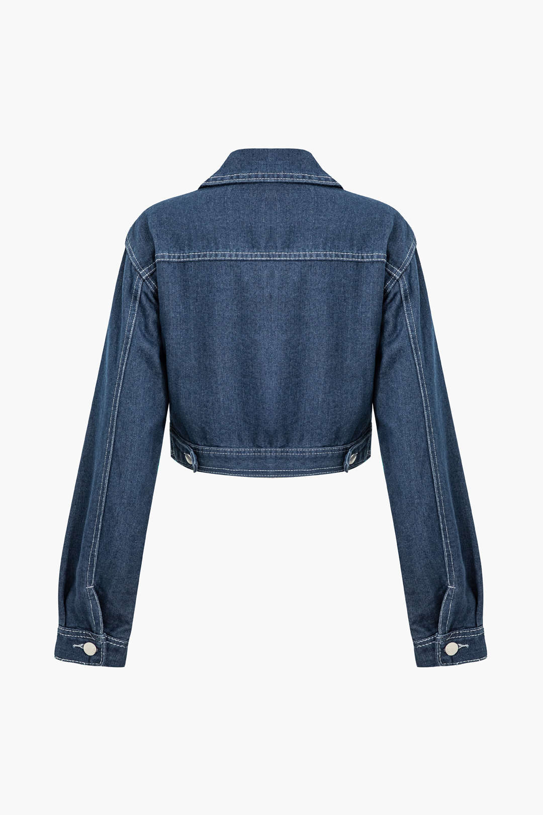 Vêtements d'extérieur en denim avec poche à reliure contrastée et fermeture éclair