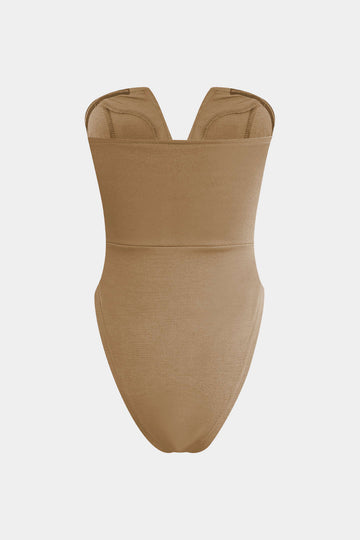 Bodysuit mingħajr strapless b'għonq V bażiku