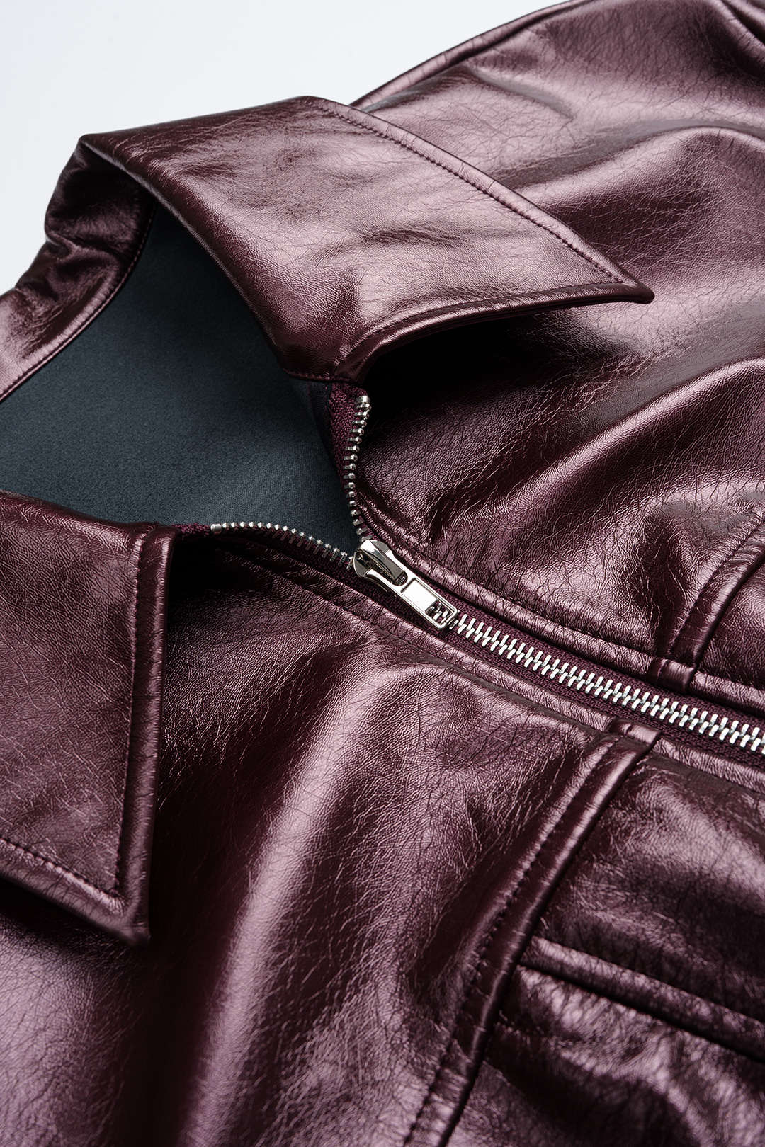 Faux Leather Zipper Corset Jacket