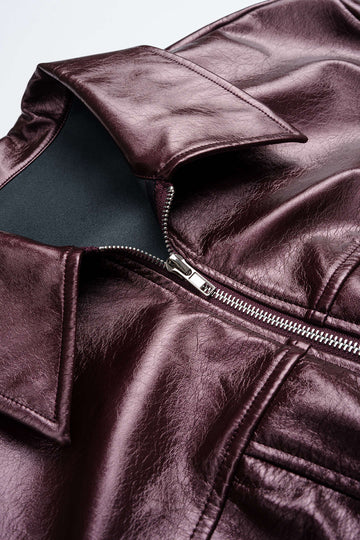 Faux Leather Zipper Corset Jacket