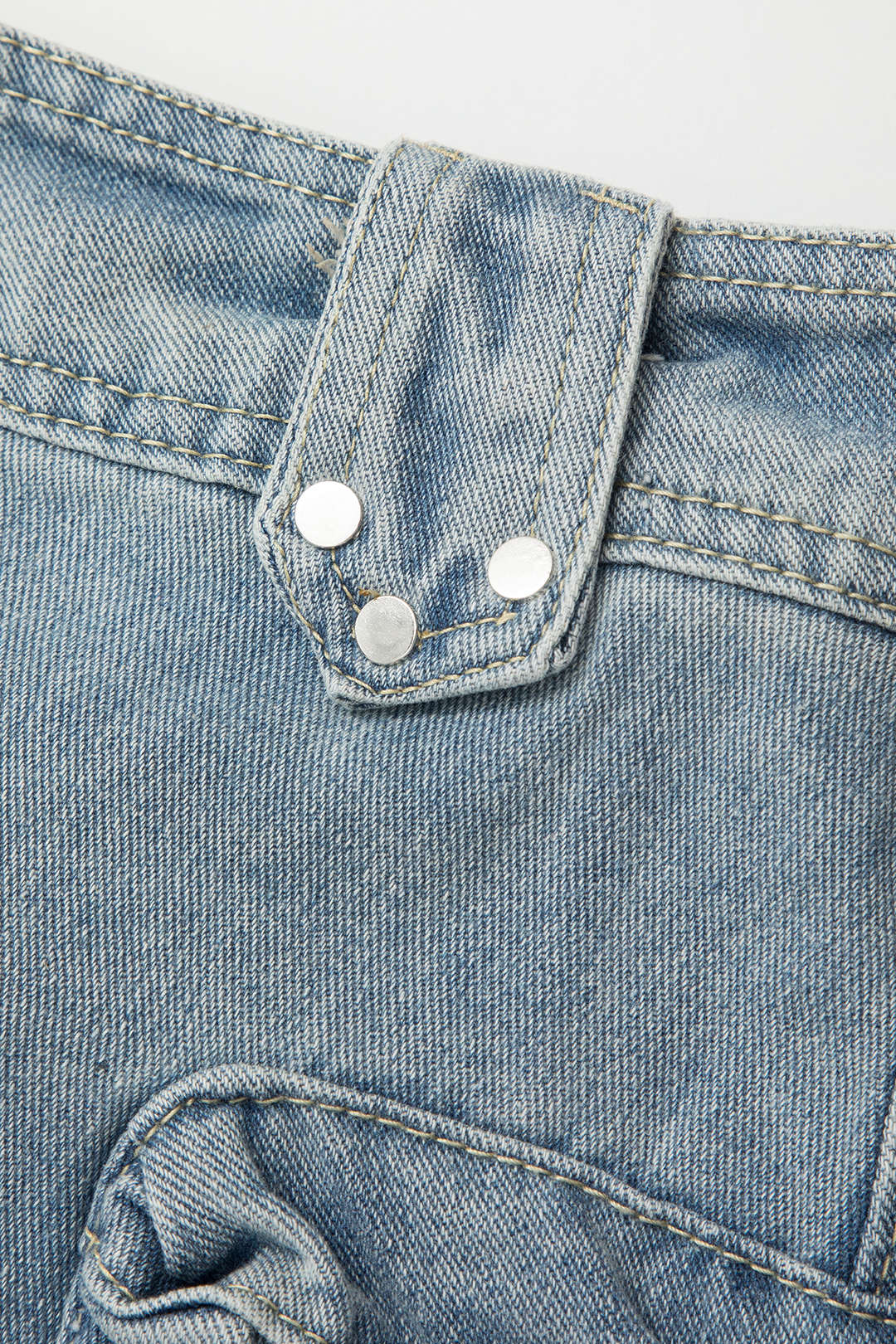 Denim Flap Pocket Frayed Hem Mini Skirt