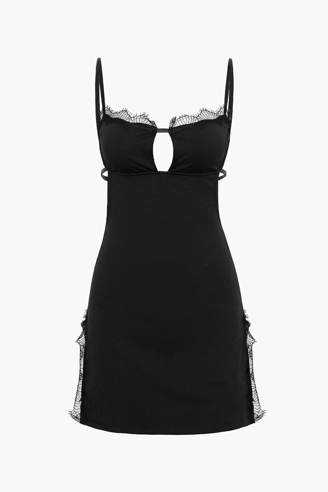 Lace Trim Backless Slit Mini Dress – Micas
