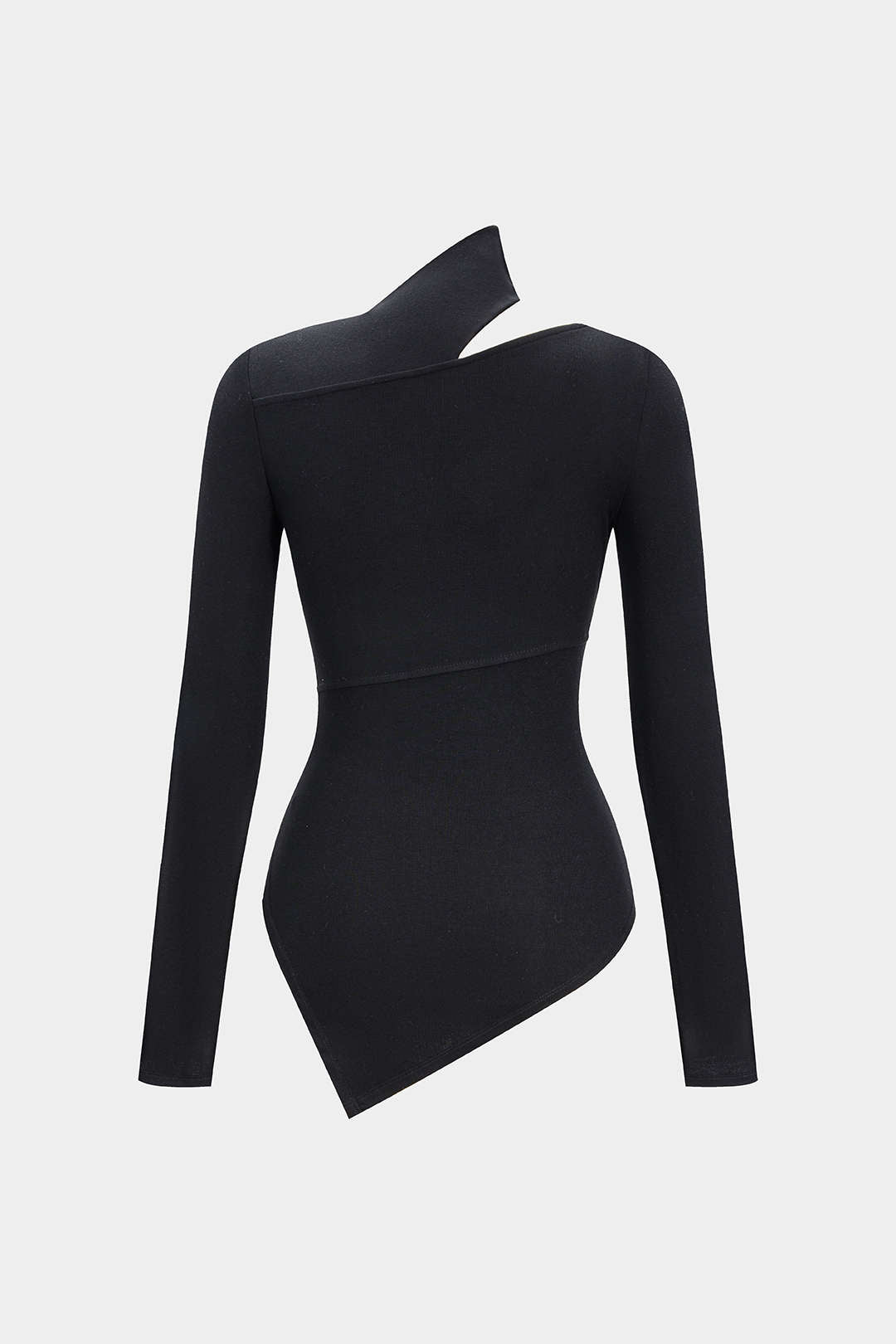 Metallic Ring Asymmetrical Long-Sleeve Top