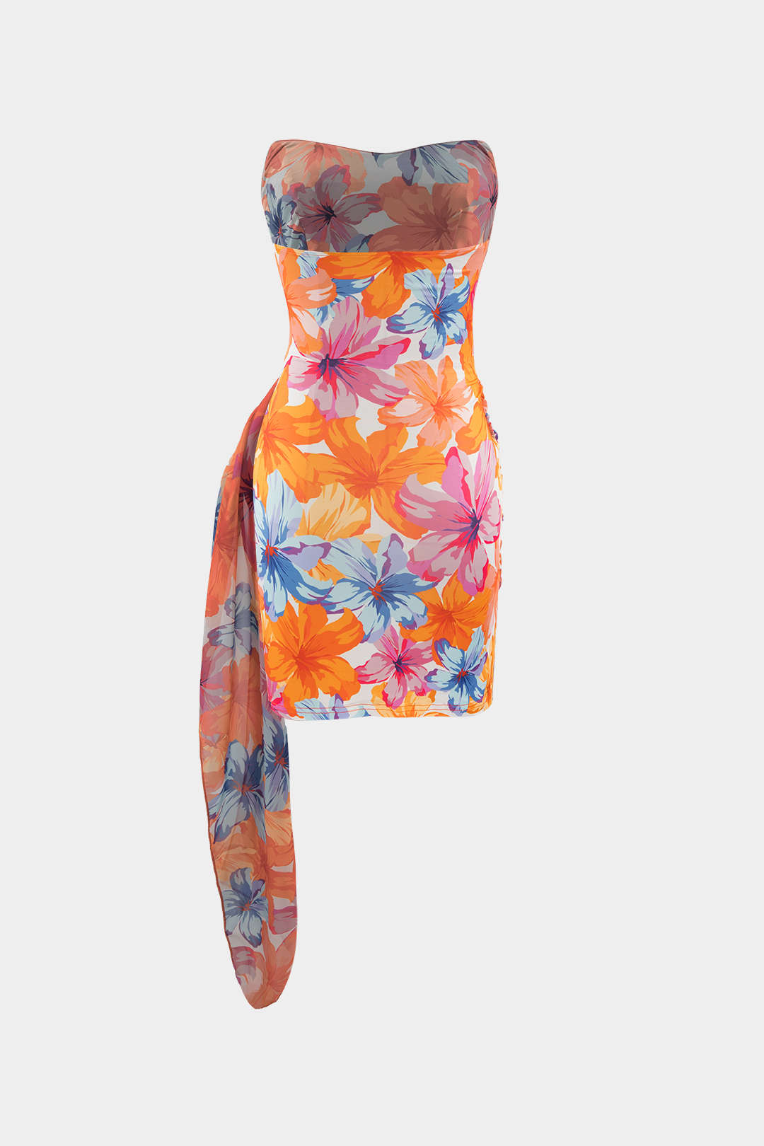 Print Floral Wrap bast sans bretelles Robe