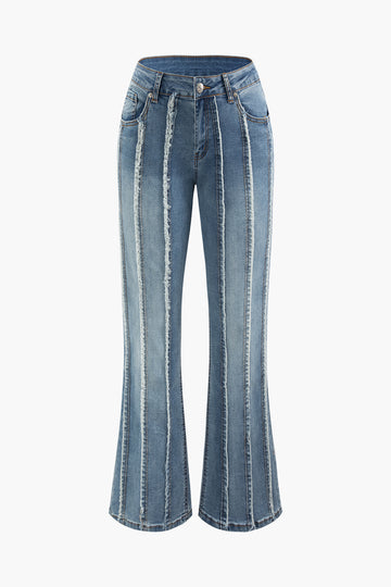 Frayed Detail Bootcut Jeans