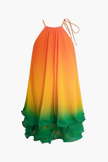 Ombre Layer Ruffle Mini Dress