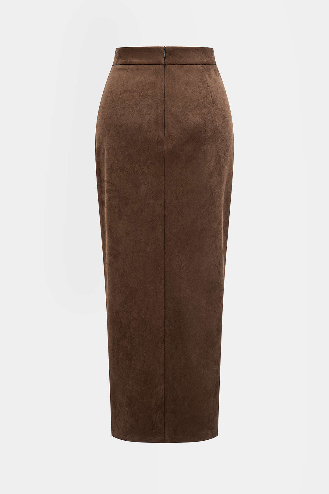 Suede Asymmetrical Ruched Side Split Zipper Skirt