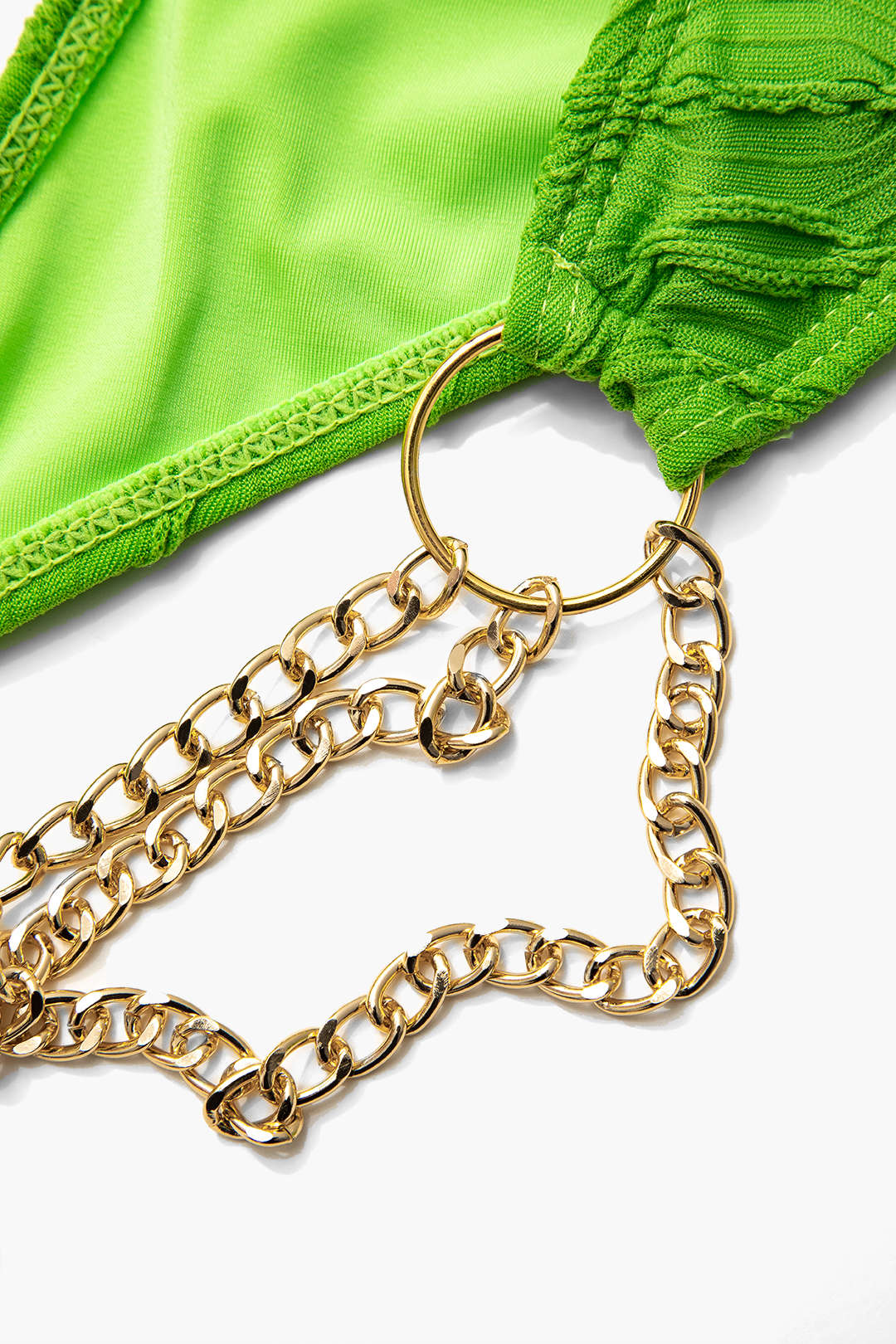Textured Chain Tie Halter Bikini Two-piece Set