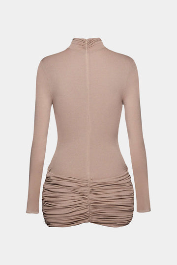 Twist Knot Ruched Long Sleeve Mini Dress