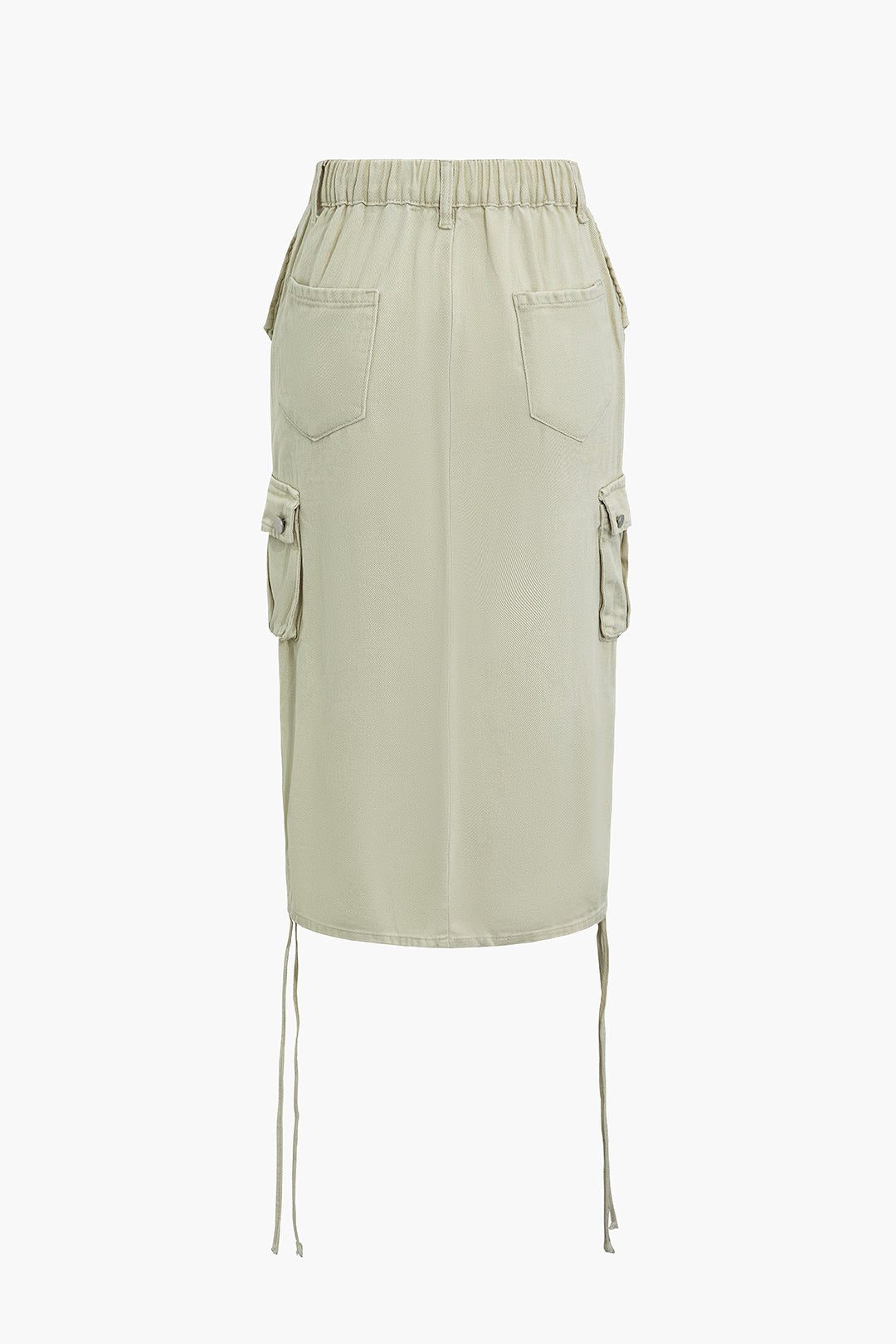 Flap Pocket Cargo Denim Midi Skirt