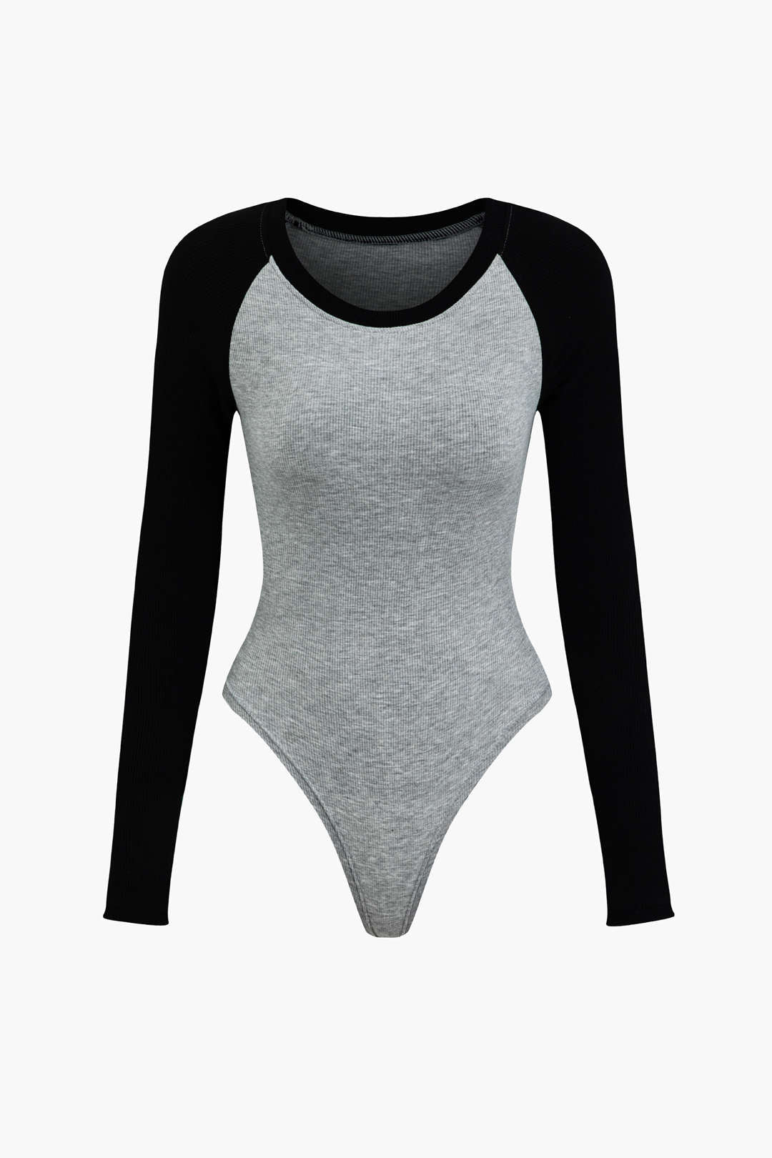 Contrast Round Neck Long Sleeve Bodysuit Micas