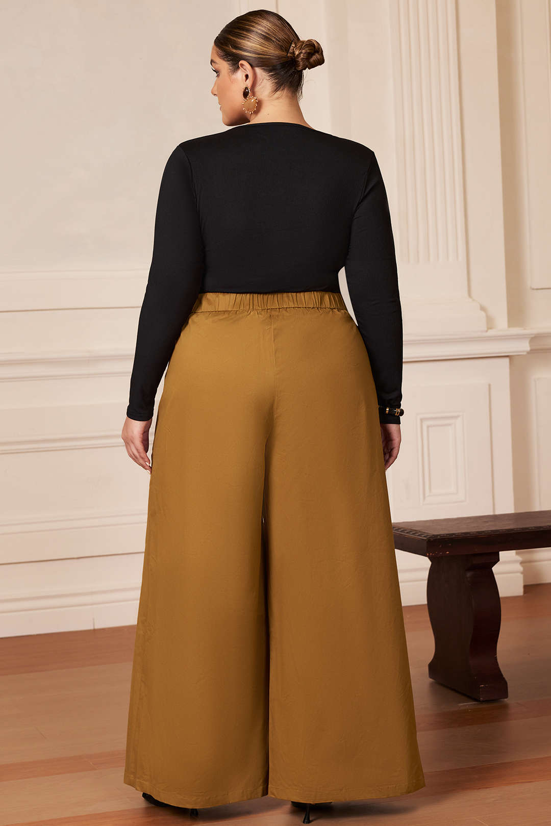 Plus Size Ruched Zipper Detailed Trousers