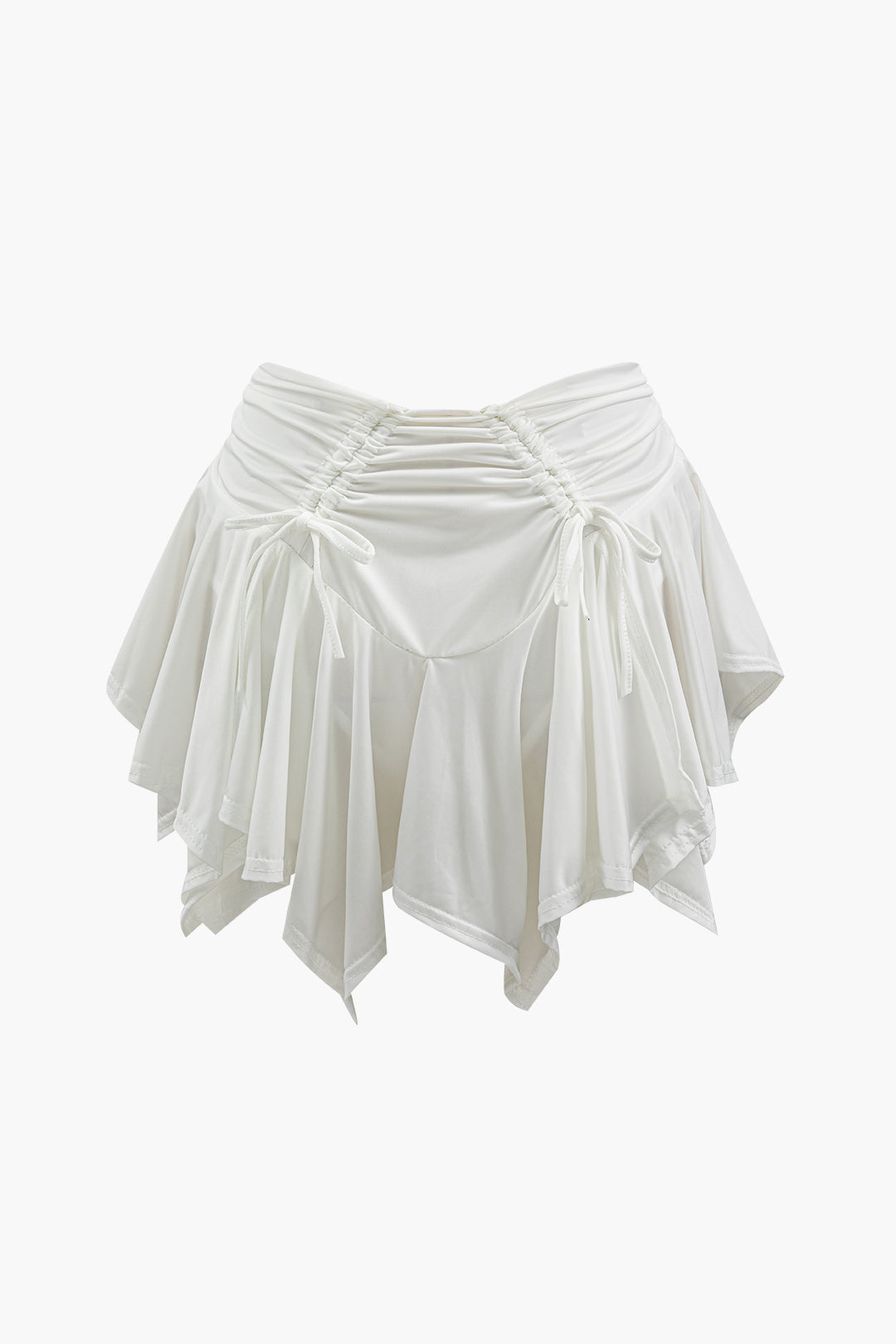 Ruched Drawstring Asymmetric Mini Skirt