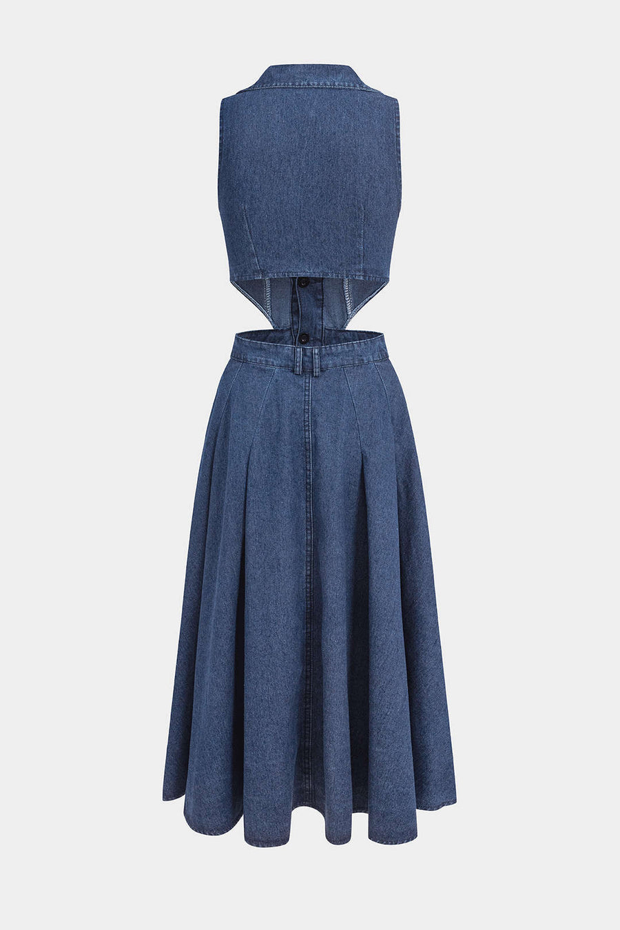 micas denim dress Denim Button Pleated Sleeveless Mini Dress  Micas