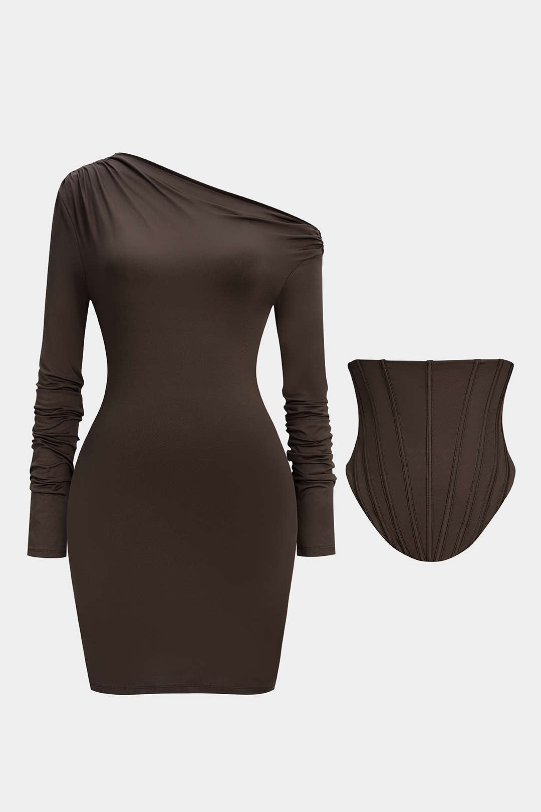 Off Shoulder Corset Long-Sleeve Mini Dress