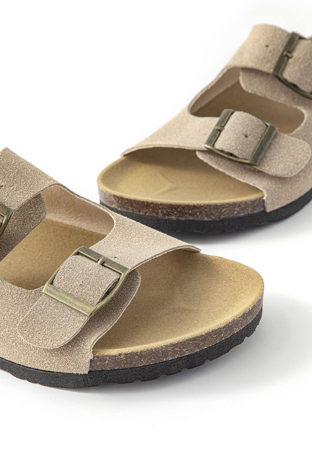 Double Buckle Suede Slippers