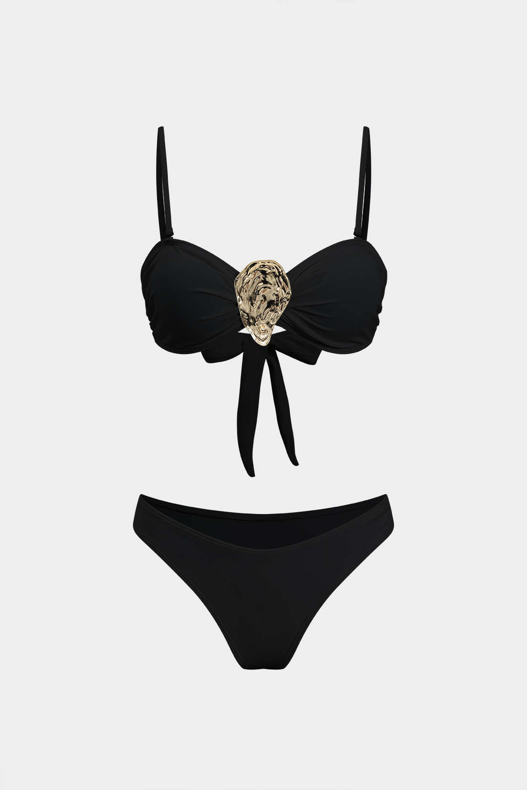 Metallic Ruched Tie Back Bikini Set