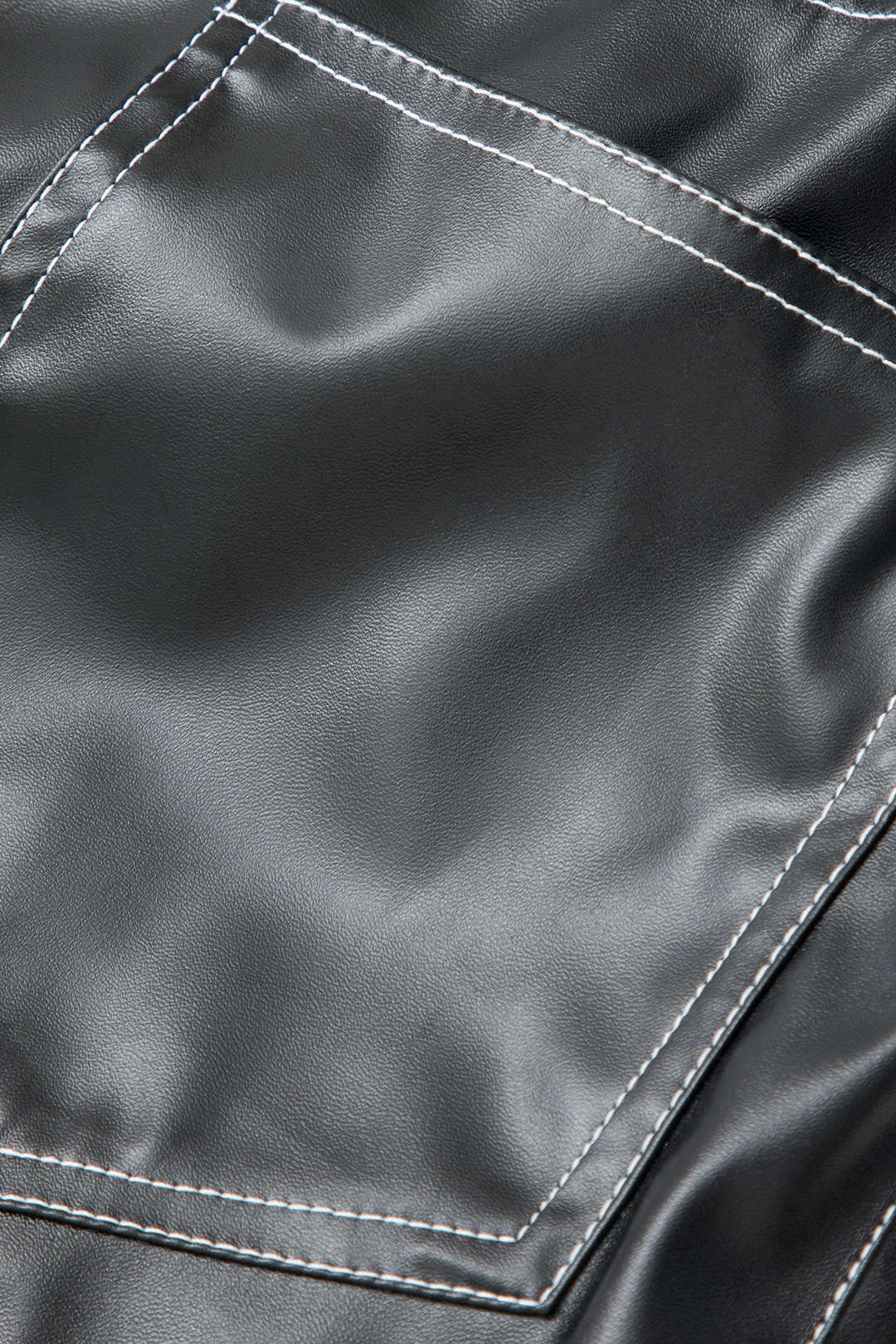 Stitching Detail Faux Leather Split Maxi Skirt