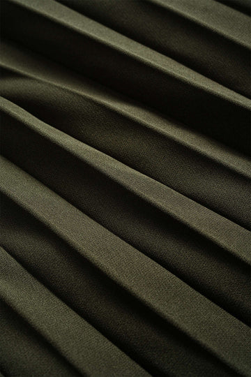 Notched Lapel Button Long-Sleeve Top And Pleated Trousers Set