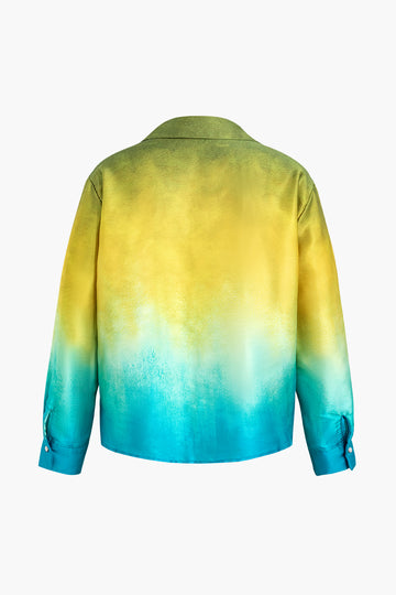 Plus Size Ombre Long-Sleeve Shirt