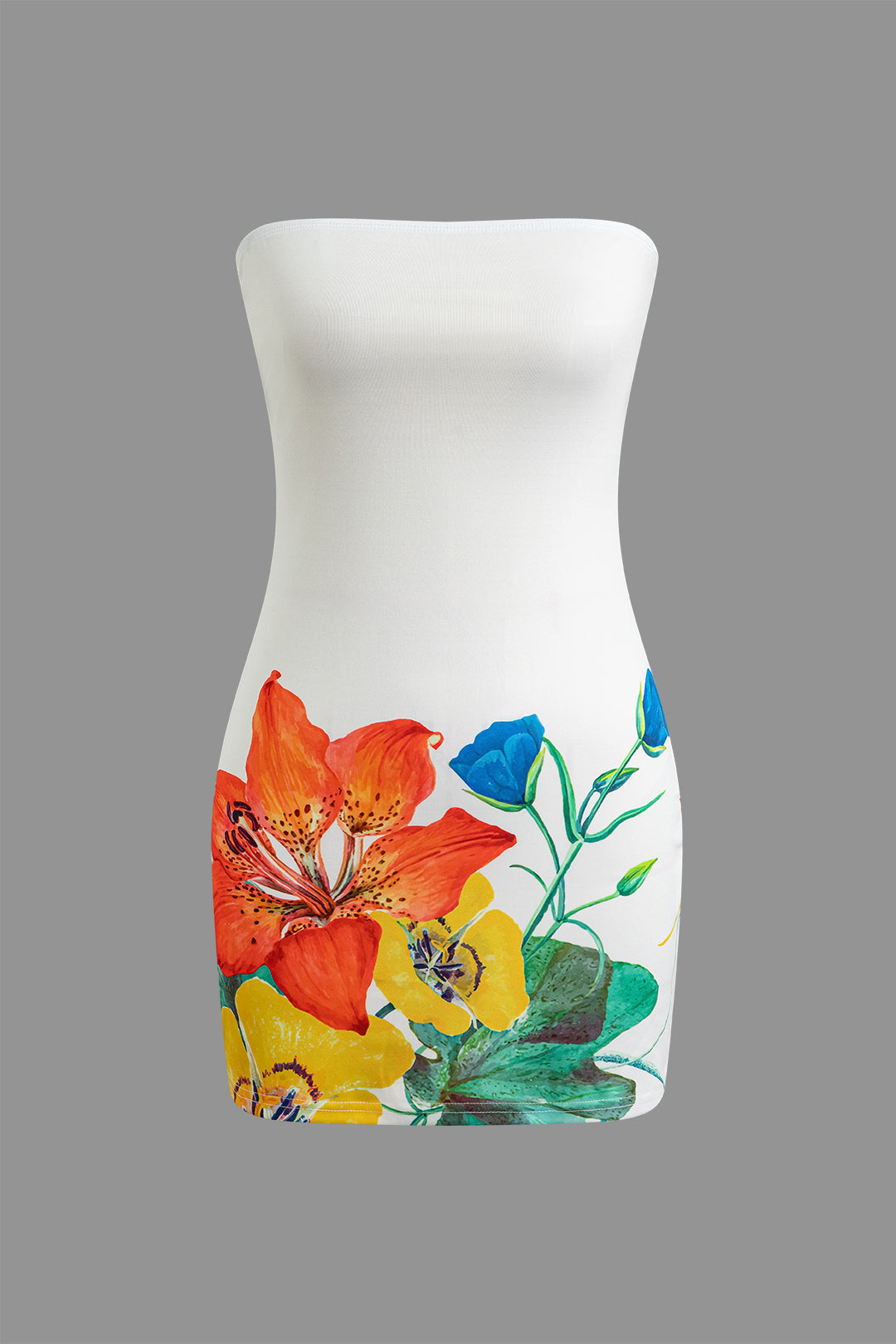 Floral Print Strapless Mini Dress
