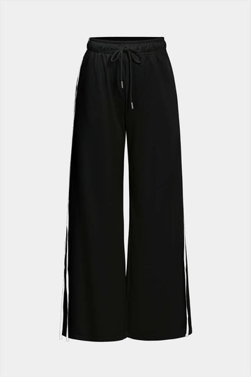 Contrast Tie-Up Wide Leg Trousers