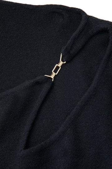 Asymmetrical Cut Out Long Sleeve Slit Knit Maxi Dress