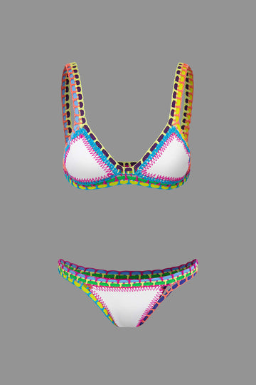 Contrast Crochet Trim Bikini Set