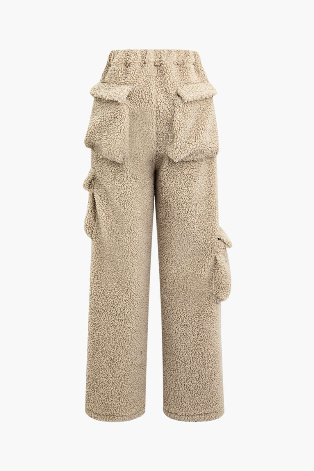 Fleece Collar Flap Pocket Zip Up Long Sleeve Top And Straight Leg Cargo Pants Set