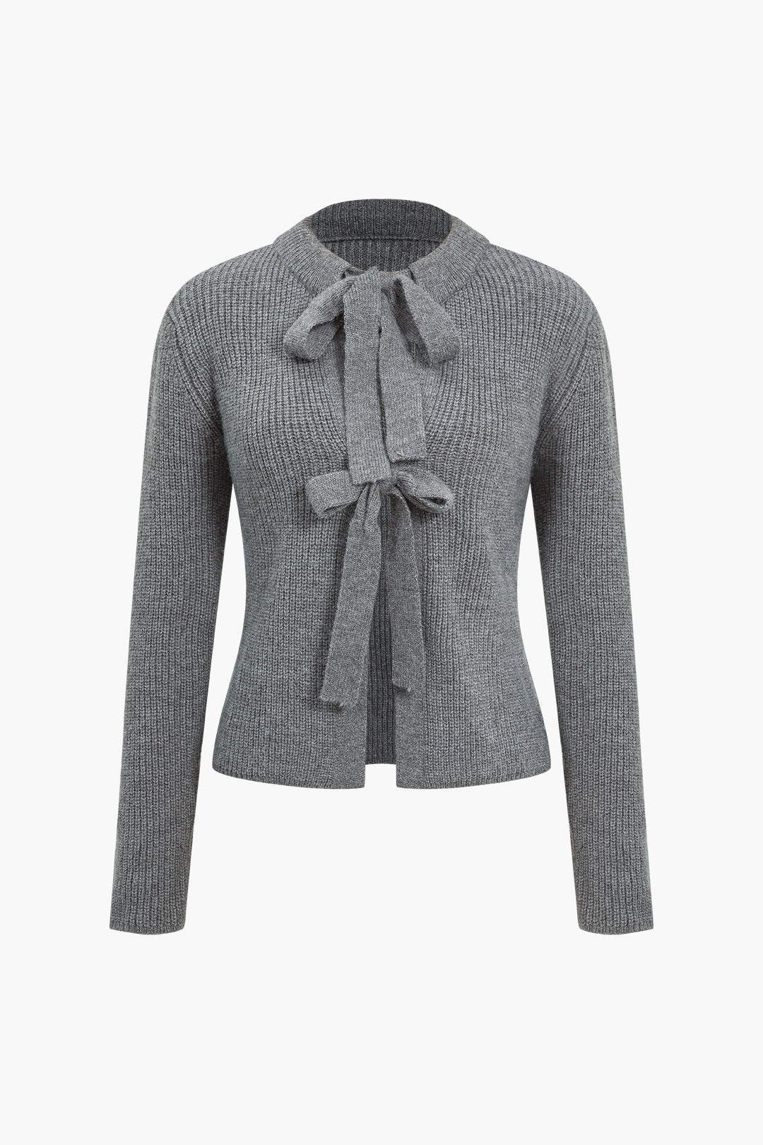 Solid strik tie-up cardigan