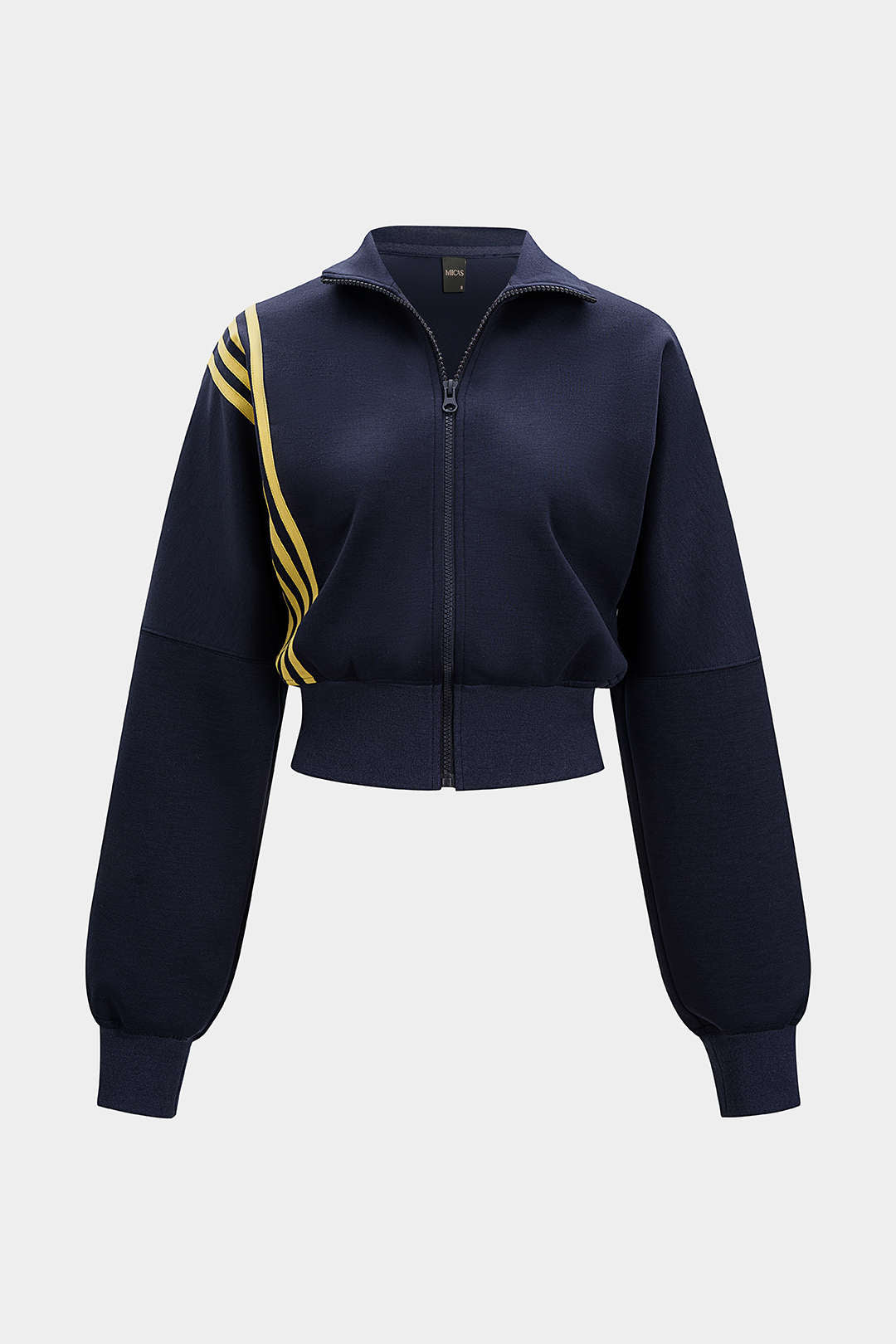 Contrast Stripes Zipper Cropped Jacket