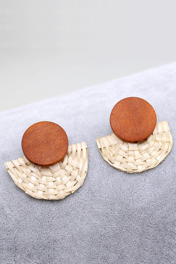 Wooden Vine Woven Fan-shaped Earrings
