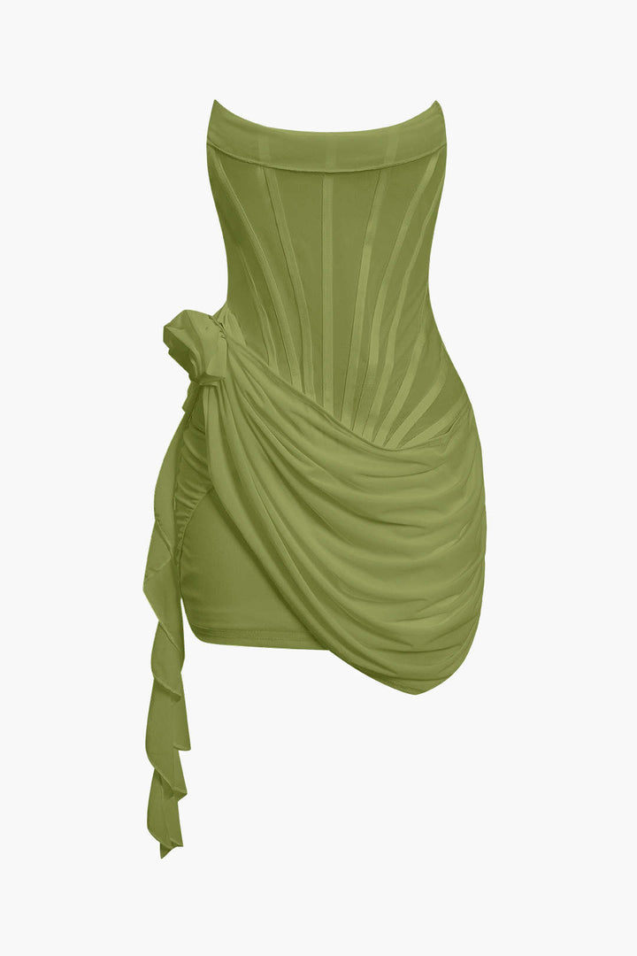 3D Floral Ruffle Corset Mini Dress – Micas