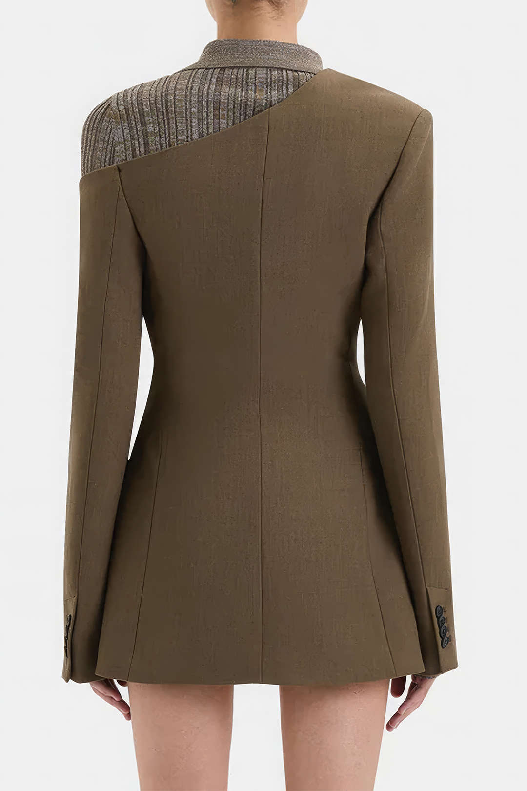 Notched Lapel Asymmetrical Long Sleeve Mini Dress