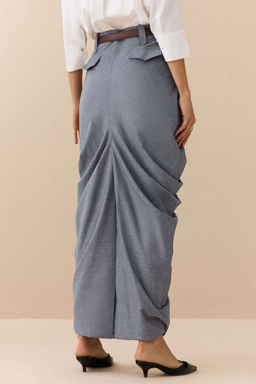 Linen Solid Ruched Skirt