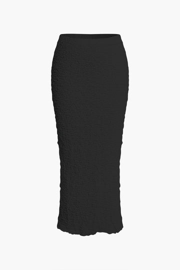 Textured Tube Top And Split Maxi Skirt Set