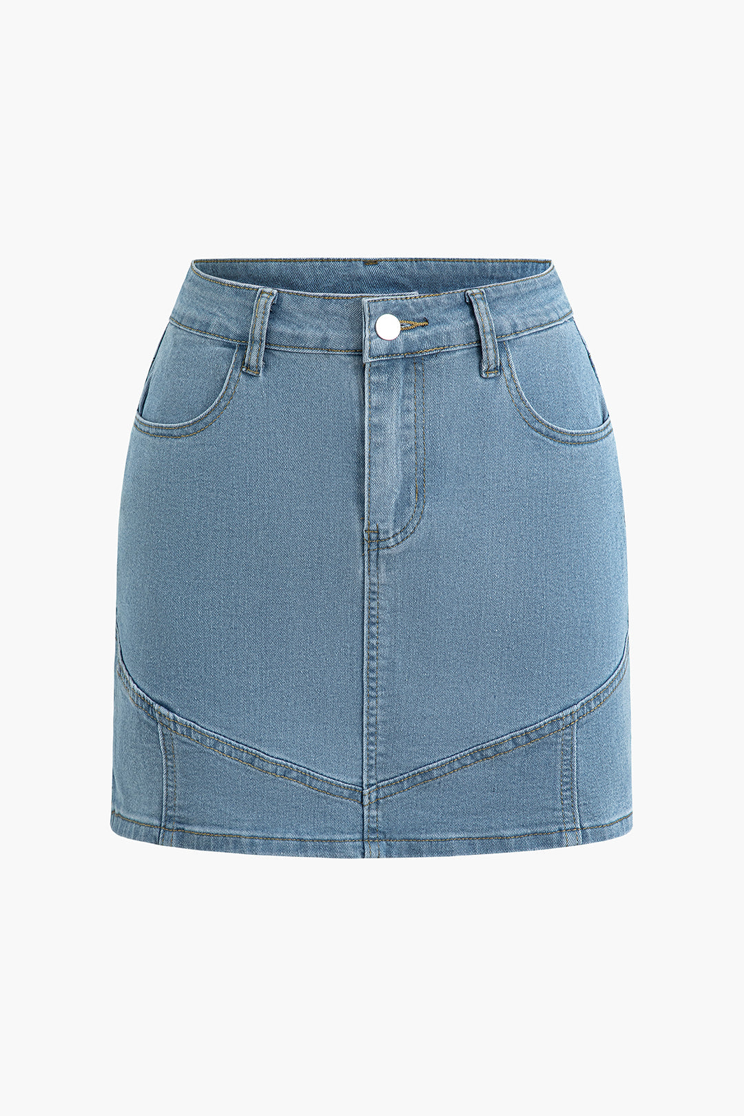 Collared Flap Pocket Denim Crop Jacket And Mini Skirt Set