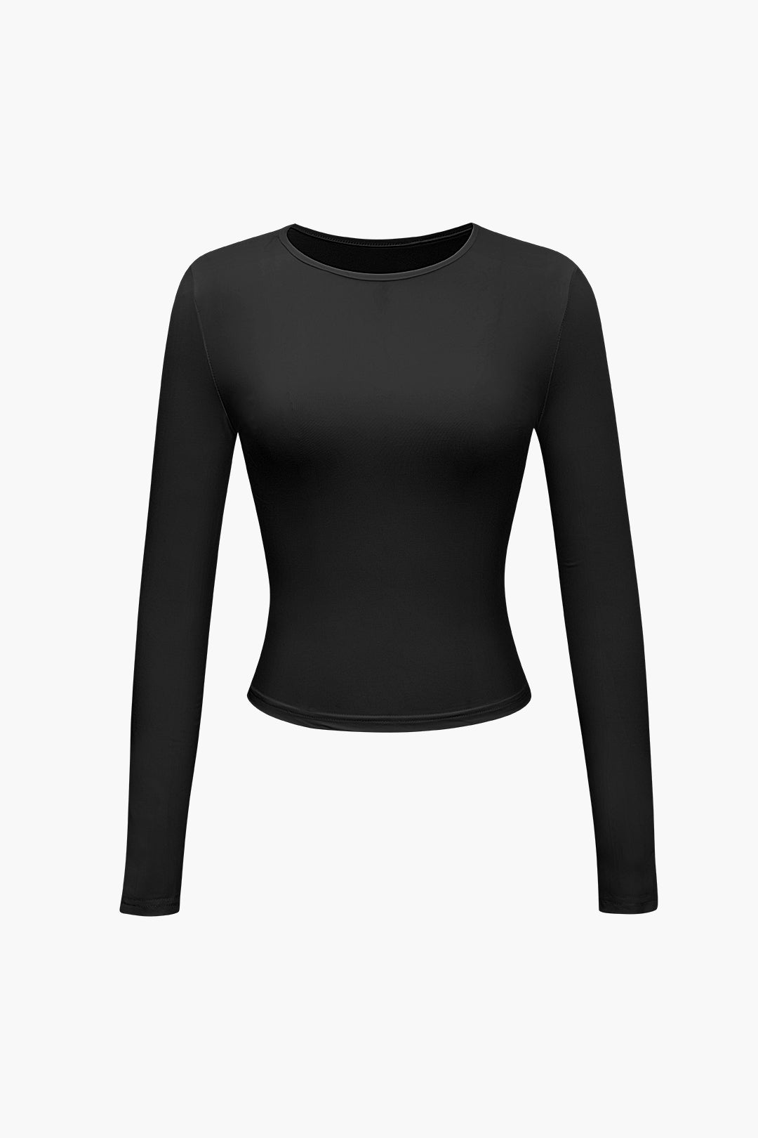 Basic Solid Round Neck Long Sleeve Top
