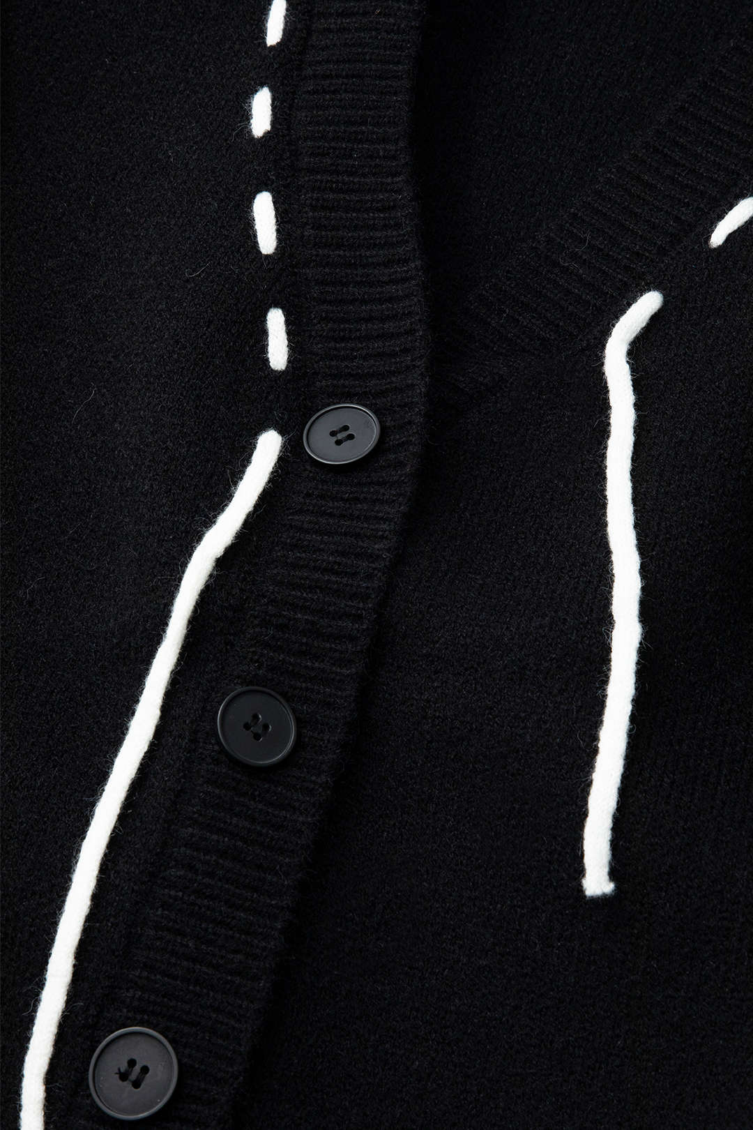 Contrast Stitching V-neck Button Knit Cardigan