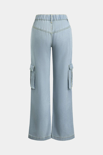 Flap Pocket Straight Leg Jeans