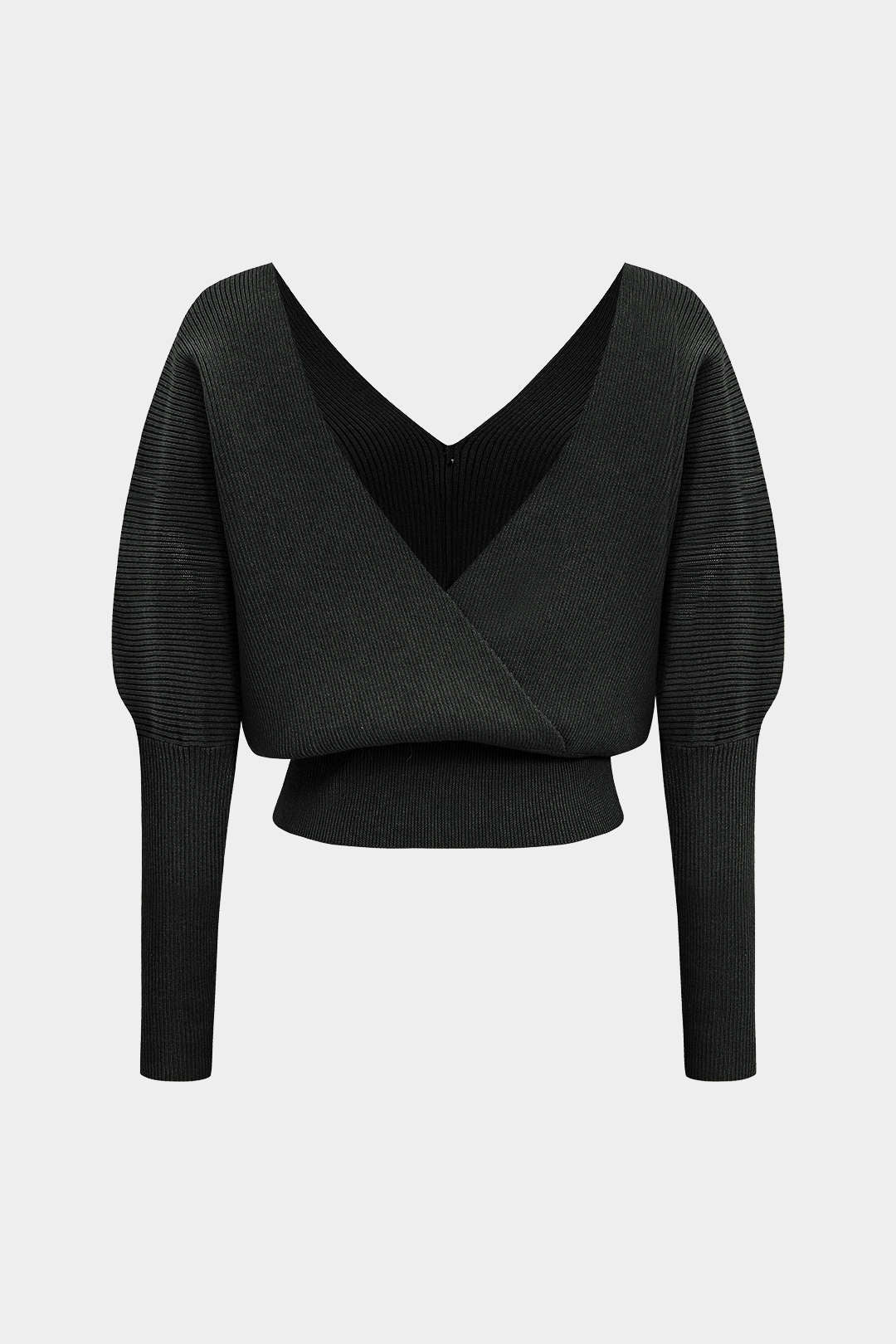 Solid Button V-Neck Sweater Long-Sleeve Top