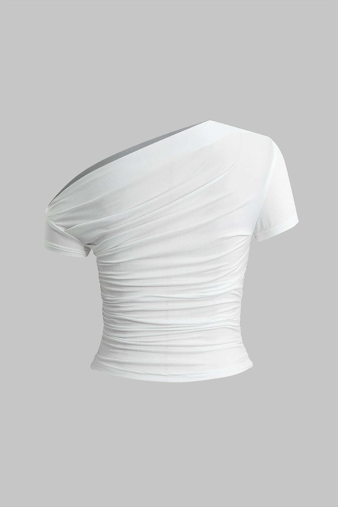 Basic Asymmetrical Ruched T-shirt