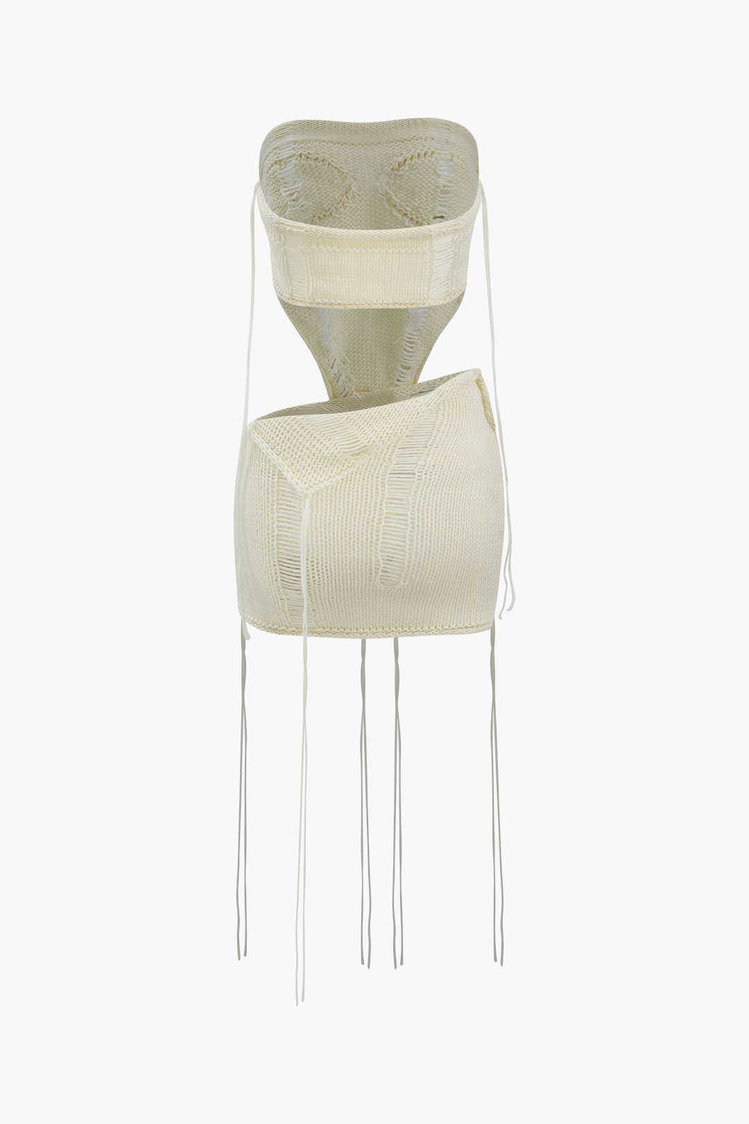 V-Shape Knit Strapless Top And Foldover Mini Skirt Set