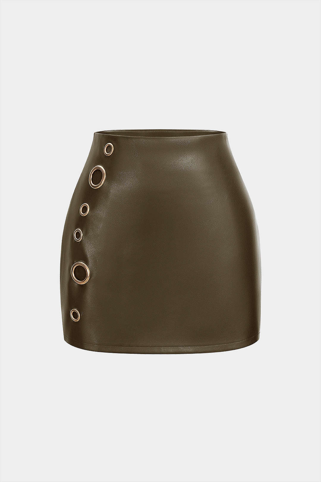 Faux Leather Eyelet Skirt