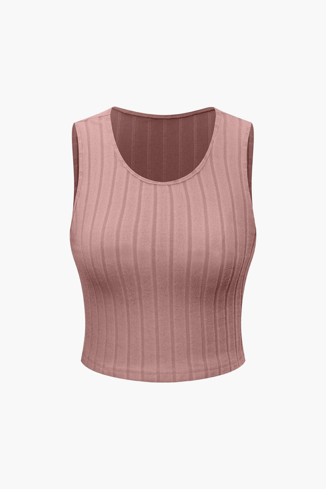 Basic solid strik tanktop og bukser med høj talje