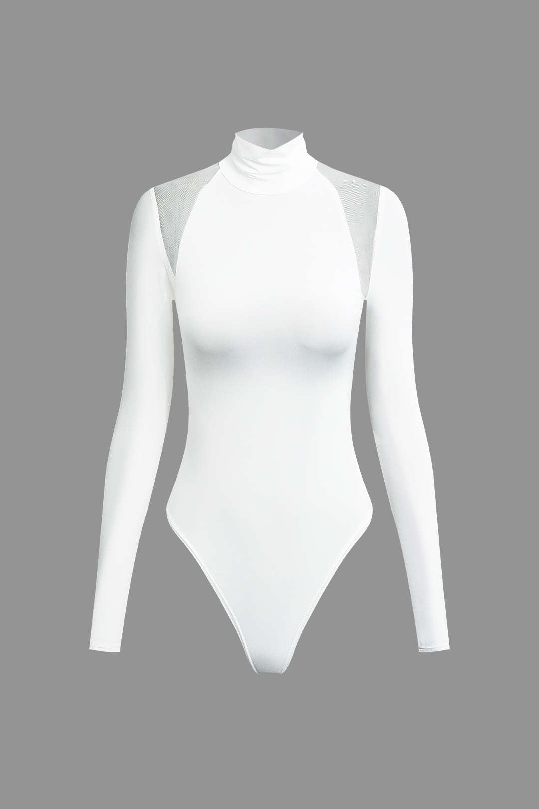 Turtleneck Mesh Paneled Long Sleeve Bodysuit
